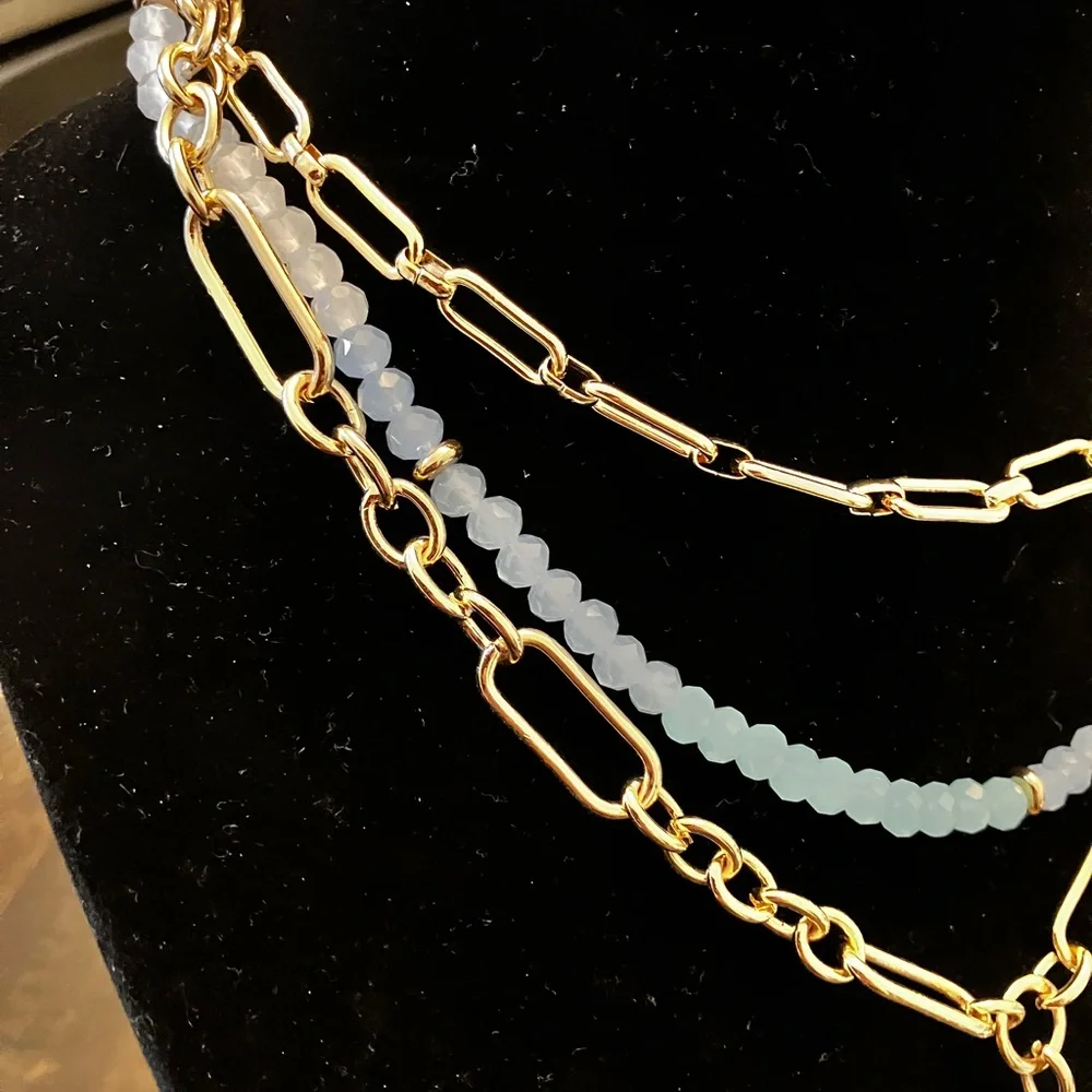 Bohemian vibes Blue Beaded Necklace by 0N 34th multi layer all in one. Statement